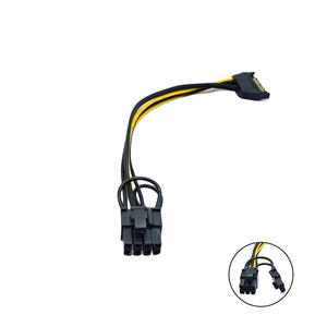 15pin SATA erkek 8pin(6 + <span class=keywords><strong>2</strong></span>) PCI-E güç  uzatma kablosu 18AWG SATA kablosu - Product Image 1