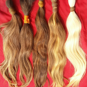 Color rubio miel sin procesar indio ondulado crudo eslavo virgen ruso Remy extensiones de mechones de cabello humano pelucas de cabello humano europeo - Product Image 1