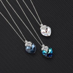 Collares de flores de amor para mujer, Plata de ley y cristales de <span class=keywords><strong>Austria</strong></span>, regalo para ella, joyería delicada - Product Image 4