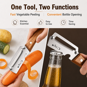 UEES Pelador de Verduras con Mango de Madera, Cuchillo Pelador de Patatas y Frutas de Acero Inoxidable para Calabaza, Zanahoria, Pepino, Utensilio de Cocina - Product Image 3