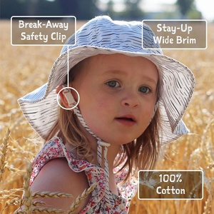 Custom Logo Baby Girl Sun Hat with UPF 50+ Protection 100% Cotton Wide Brim Strap Outdoor Bucket Hat for Four Seasons - Product Image 2