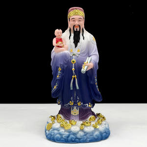 تمثال بودا من الرخام الأبيض لإله الثروة الراتنج الطاوي الخيالي فو شو لديكور المنزل فنغ شوي - Product Image 5