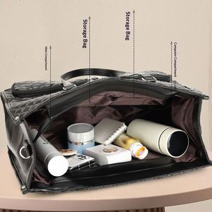 Sac fourre-tout grande capacité pour femme, sac à bandoulière isotherme, sac à main matelassé en cuir PU souple avec fermeture éclair, ensemble 2-en-1 avec sac à déjeuner - Product Image 2