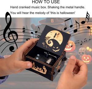 Boîte à musique mignonne à manivelle, mélodie Halloween, cadeaux pour Halloween, <span class=keywords><strong>Noël</strong></span>, la Saint-Valentin, anniversaire, décoration <span class=keywords><strong>de</strong></span> la maison - Product Image 2