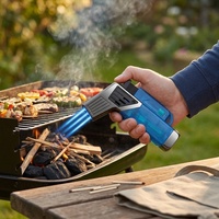 Briquet à cigare double flamme bleu, design moderne, coupe-vent, rechargeable, durable, en alliage de zinc, torche, cadeau d'affaires personnalisé