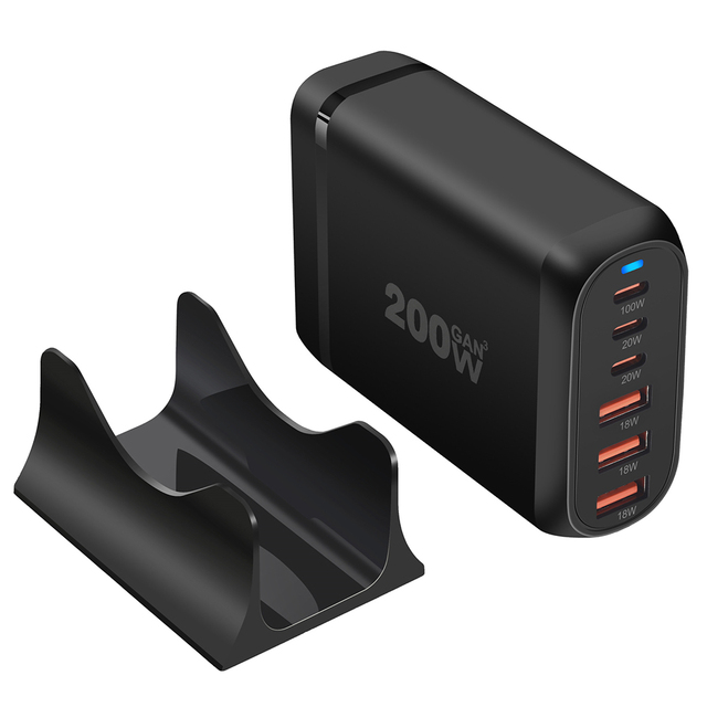 200W High Power USB-C GaN Charger Multi-Port All-in-One Desktop PD Fast Charger Multifunction Smart USBC Adapters