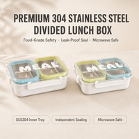 Boîte à lunch en acier inoxydable à 2 et 3 compartiments, anti-éclaboussures et anti-fuite, empilable, pratique pour la préparation des repas, le camping en plein air