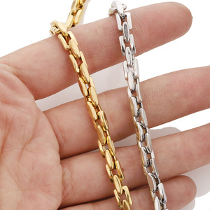 Cadena de Bambú de Acero Inoxidable, Forma Rectangular, Chapada en Oro y Plata, para Fabricación de Collares, Accesorios de Joyería DIY H1584 - Product Image 3