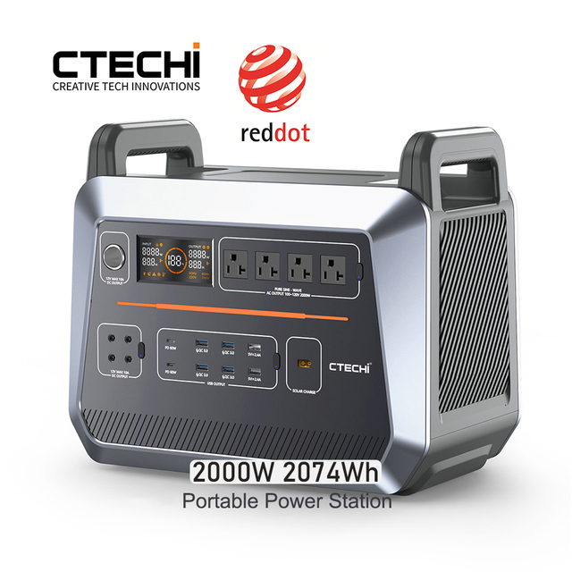2000W Home Camping Energy Storage Built in 2074Wh LiFePo4 Battery BMS UPS Support Solar Charging Portable Power Station