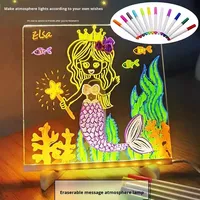 Tableau de dessin lumineux transparent en acrylique effaçable pour enfants avec source de lumière LED blanc chaud pour chambre à coucher