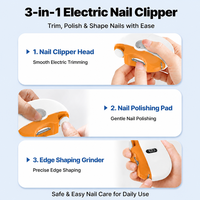Sécurité 3 en 1Portable Nail Manicure Professional Tools Automatique Led Light Baby Electric Nail Clipper Trimmer avec Nail File