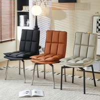 Chaise de salle à manger moderne en similicuir à motif quadrillé, style griffes de chat, rembourrée, avec pieds en métal noir, chaise d'appoint pour salle à manger, cuisine, maison