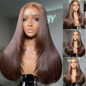 Perruque de cheveux brésiliens pré-colorée à installation rapide fermeture de dentelle sans colle <span class=keywords><strong>coupe</strong></span> de cheveux en couches inspirée pré-<span class=keywords><strong>coupe</strong></span> transparente nouvelle génération - Product Image 3