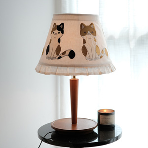 โคมไฟปักลายรูปกระดิ่งผ้าลินินลายแมวตกแต่งบ้านห้องนอนฝาครอบไฟ - Product Image 3