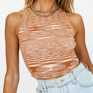 2024 all'ingrosso gilet personalizzato in maglia da <span class=keywords><strong>donna</strong></span> Top estivi a girocollo senza maniche canotta corta arcobaleno Top Sexy - Product Image 5