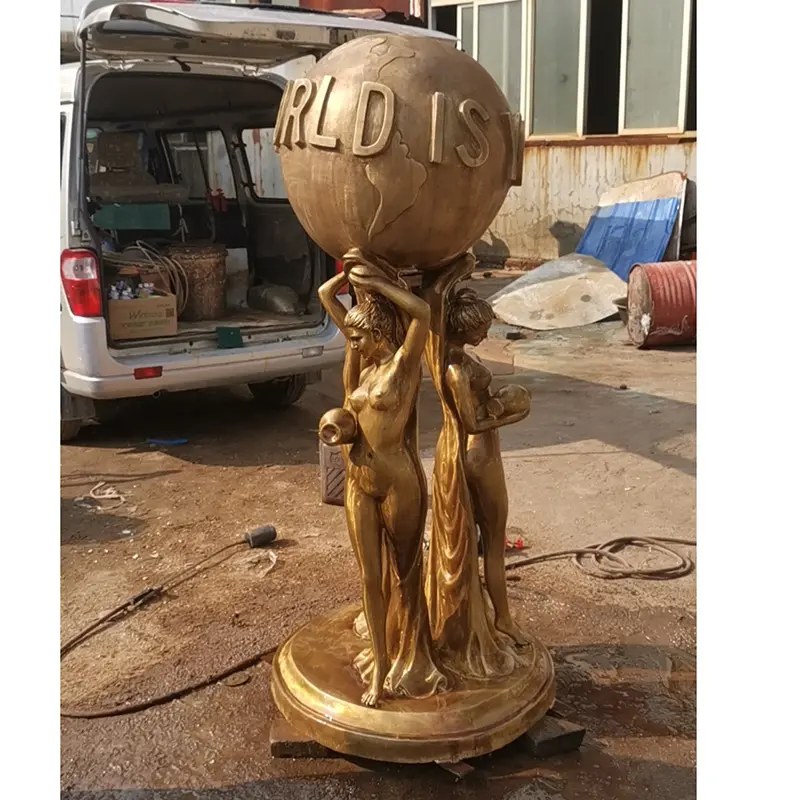 Estatua de globo espantapájaros personalizada, escultura grande de bronce del mundo, a la venta