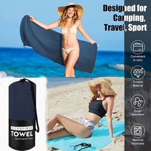 Serviette de sport en microfibre à séchage rapide, tissée, légère et douce, couleur unie, pour le camping, la natation et la gym - Product Image 3