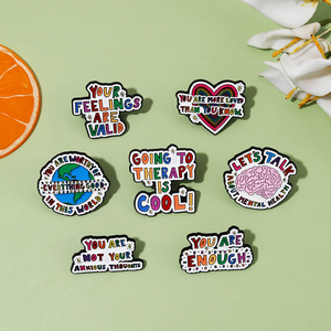 Pins de Metal Plateado con la Frase 'You Are Enough', Citas Inspiradoras Personalizadas, Esmalte Suave para Insignias con Frases Positivas, Venta al Por Mayor - Product Image 1