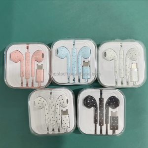 Écouteurs filaires haut de gamme Type C à motif de points, casque audio stéréo HD avec commande intégrée et microphone pour iPhone 18 17 <span class=keywords><strong>Samsung</strong></span> - Product Image 2