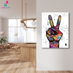 UNIART <span class=keywords><strong>Banksy</strong></span> Wall Art Prints V Gesture Victory Póster inspirador Graffiti abstracto Street Art Canvas Painting Pictures - Product Image 6