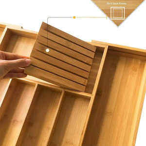 Organisateur de <span class=keywords><strong>tiroir</strong></span> de bureau, plateau à couverts en bambou, offre spéciale, support d'argenterie, couteaux de cuisine, organisateur de <span class=keywords><strong>tiroir</strong></span> - Product Image 4