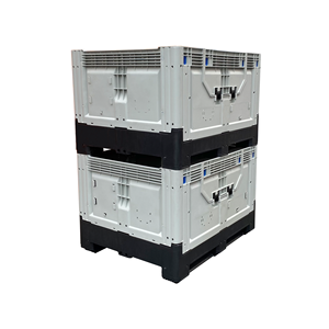 กล่องพลาสติกพับได้สีเทา <span class=keywords><strong>สอง</strong></span>ประตู ด้านยาว สำหรับเก็บสินค้าที่เปราะบาง ไม่มีฝาปิด - Product Image 3