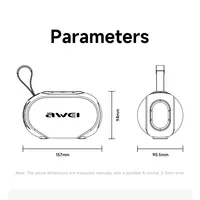 AWEI KA1 Inalámbrico para 5.3, Altavoz Estéreo Portátil de 2 Altavoces, Subwoofer, IPX4 Impermeable, Refuerzo de Bajos, LED RGB, 10W, Alimentado por Batería