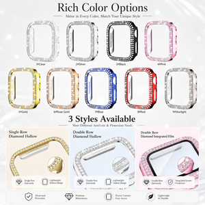 CS031 Funda Protectora para Reloj Inteligente con Doble Fila de Diamantes Integrados, Resistente a Golpes, Cubierta Completa, Brillante, para <span class=keywords><strong>Apple</strong></span> <span class=keywords><strong>Watch</strong></span> <span class=keywords><strong>Series</strong></span> 10 11 - Product Image 3