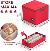 Grande boîte de rangement pour décorations de Noël avec couvercle à rabat, 144 compartiments pour boules de Noël, poignées renforcées, pour décorations de Noël