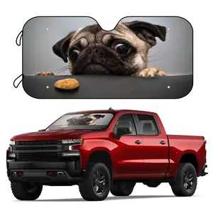 Vui vẻ pug dog kính chắn gió Sun Shade với 4 miễn phí hút ly có thể gập lại UV ray Sun Visor Protector dù để giữ cho chiếc xe của bạn mát mẻ