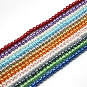 Stock 4mm 6mm 8mm Glass Pearl Beads Wholesale Artificial Pearl Glass Bead for DIY Bracelet Necklace Jewelry Making