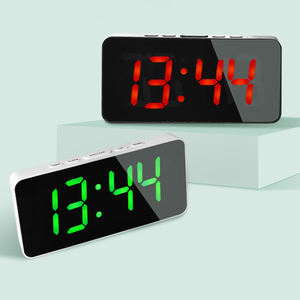 Horloge de table de chevet avec miroir LED, alarme, affichage numérique, calendrier, température, cadeau promotionnel, grand écran LED, horloge de bureau pour chambre à coucher - Product Image 1