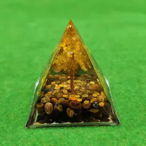 Resina orgonita natural olho de quartzo, ametista tigre árvore de vida orgonita cristal de pirâmide espiritual pedra de meditação