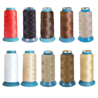 Fil à tisser les cheveux avec aiguilles en C, 1500 yards, force 210D, fil en polyester pour la confection de perruques, kit d'extensions capillaires