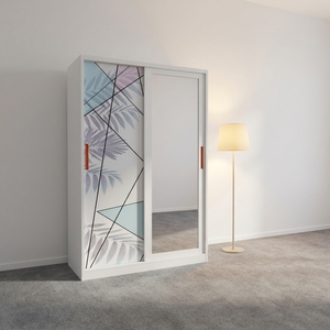 Armoire de rangement pour vêtements en acier pour la maison, armoire à portes coulissantes, impression laser, armoire à 2 portes - Product Image 1