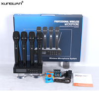 Microphone sans fil UHF professionnel R-400S 4 canaux à détection de fréquence infrarouge, micro et récepteur portatifs compacts en métal (un émetteur pour quatre micros)