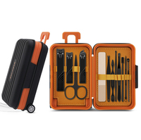 Kit de manucure professionnel 12-en-1 en forme de valise créative, outils de soin des ongles en acier inoxydable, poignée rétractable, étui rigide