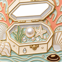 Broche personnalisée en émail souple avec perle et corail, plaquée or, thème féerique pour Halloween et cadeaux de la Fête Nationale
