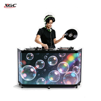 Poste de DJ mobile avec écran LED, armoire de rangement et tiroir, visuel immersif haute définition pour promotion de marque en salon professionnel