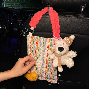 Porte-mouchoirs créatif et mignon en forme de poupée pour voiture, sac suspendu en tissu artistique avec languette de traction, accessoire d'intérieur automobile pour femmes et enfants, pour siège arrière - Product Image 3