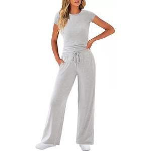 2025 XXS taille deux pièces pour salon ensemble à manches courtes haut court et au-dessus du genou Y2K tenues un ensemble pyjamas survêtement pour femmes - Product Image 4