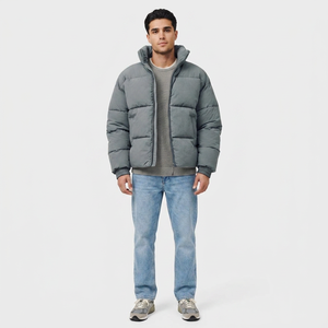 2025 Black and <b>Red</b> Color Men's Canvas Puffer <b>Jacket</b> Zipper up Breathable Quick Dry High Street Style Custom Design - Product Image 1