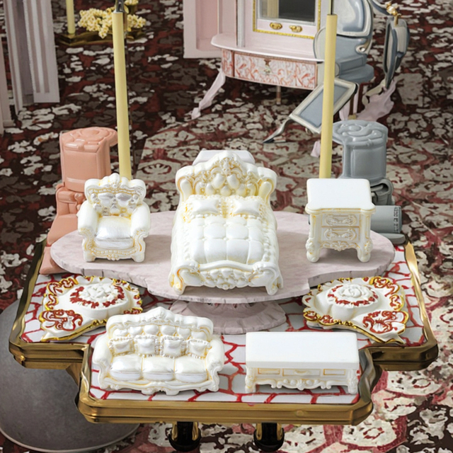 Resin Decor Toys Cute Micro Landscape Ornament Mini Dolls Miniature Doll House Lamp Bed Chair Sofa Cabinet Piano Guitar Computer