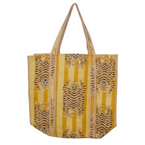 Sac à bandoulière pour femme imprimé tigre, sac fourre-tout en coton tendance, sac à main écologique et durable à deux poignées imprimées florales, pour le shopping et la plage - Product Image 1