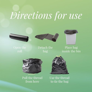 Venta al por mayor de fábrica: Rollo de bolsas de basura negras resistentes desechables, bolsas de basura de plástico con cordón, venta al por mayor - Product Image 4
