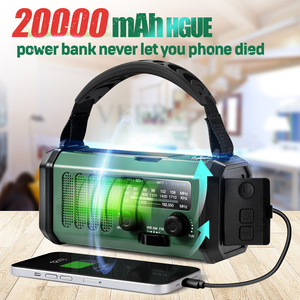 20000mAh ngoài trời năng lượng mặt trời có thể sạc lại đài phát thanh khẩn cấp tay-crank Powered FM AM noaa thời tiết đài phát thanh Internet đài phát thanh nhà máy bán buôn - Product Image 2