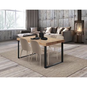 Rustic Oak <b>Dining</b> <b>Table</b> 160x90 <b>Metal</b> U-Shaped <b>Legs</b> Internal Use - Product Image 2