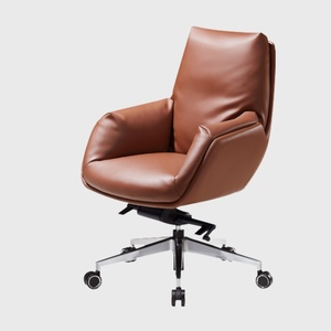 Fauteuil de direction ergonomique moderne en cuir véritable avec dossier en maille, hauteur réglable et repose-pieds - Product Image 4