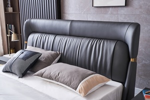 <span class=keywords><strong>Lit</strong></span> double 1,8 mètre en cuir véritable, style simple <span class=keywords><strong>et</strong></span> moderne, très tendance, luxe léger, avec tête de <span class=keywords><strong>lit</strong></span> capitonnée, pour chambre de mariage <span class=keywords><strong>et</strong></span> chambre principale - Product Image 5