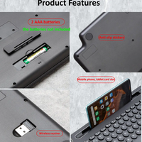 Clavier sans fil 2,4 G BT avec pavé tactile numérique, emplacement pour carte, clavier numérique, adapté pour Android, iOS, ordinateur de bureau, ordinateur portable, boîtier TV